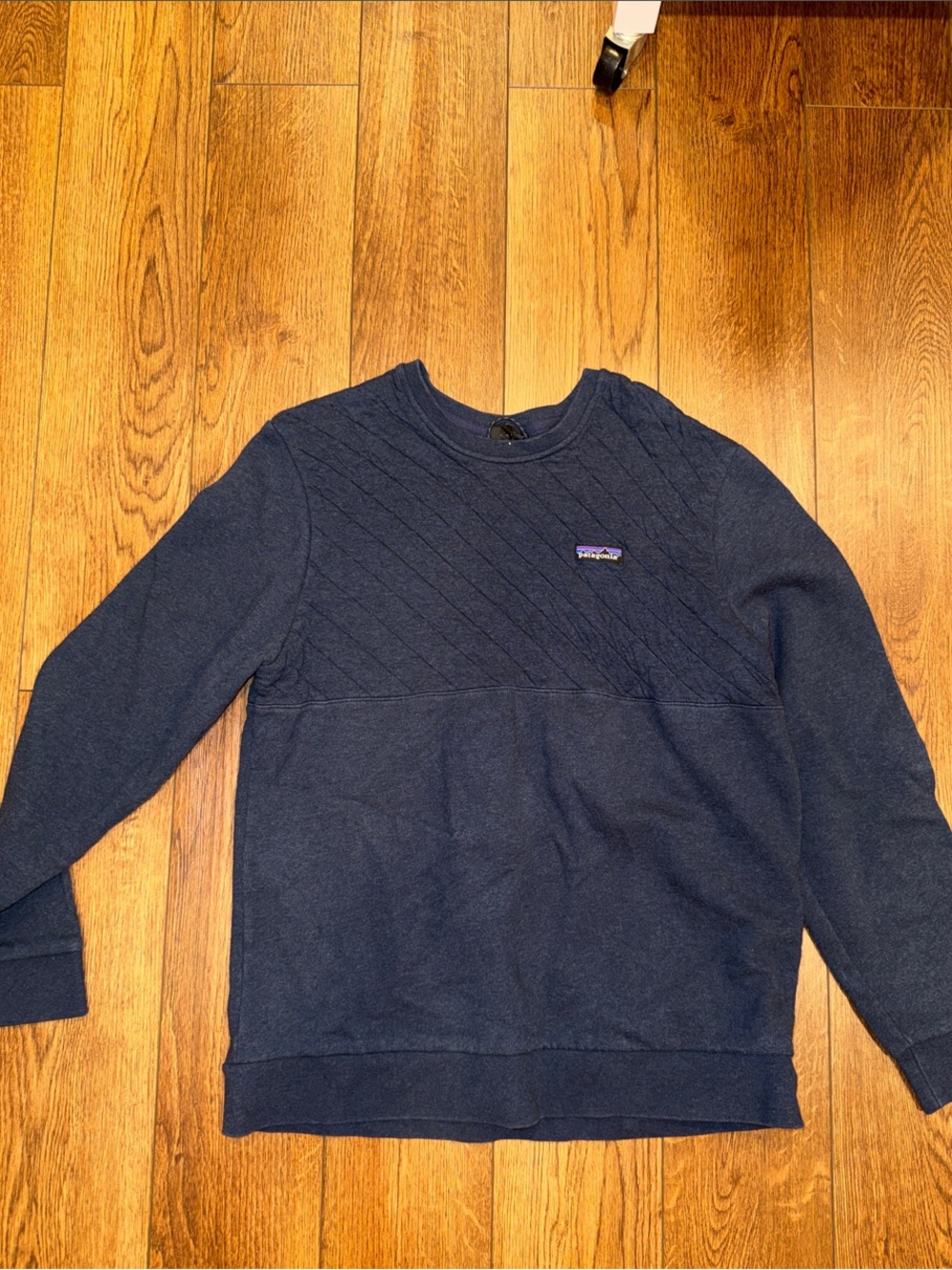 Patagonia Men’s Navy Quilted-Panel Crewneck Sweater